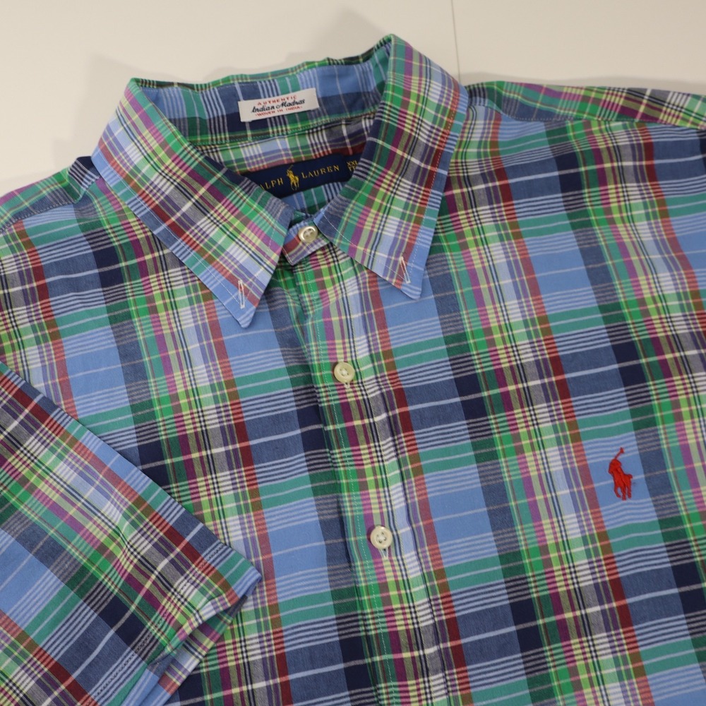 Ralph Lauren Shirt Colorful Big indian madras short sleeve Men XXL
